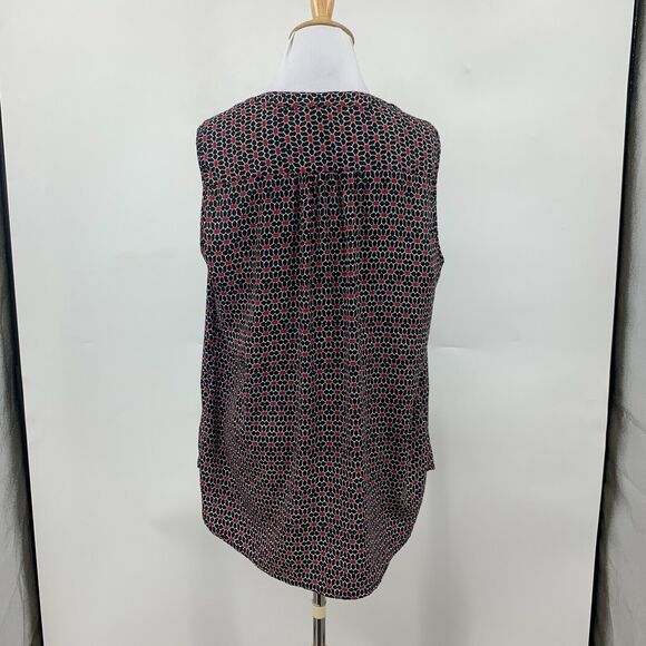 Pleione Blouse Womens M Medium Sheer Panel V Neck Lightweight Micro Pattern Tank - Picture 5 of 11